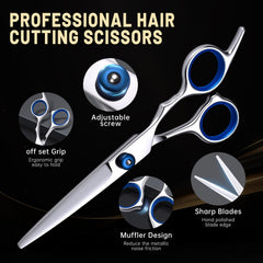 YUQGAOP thinning scissors with convex hollow ground for smooth layering.