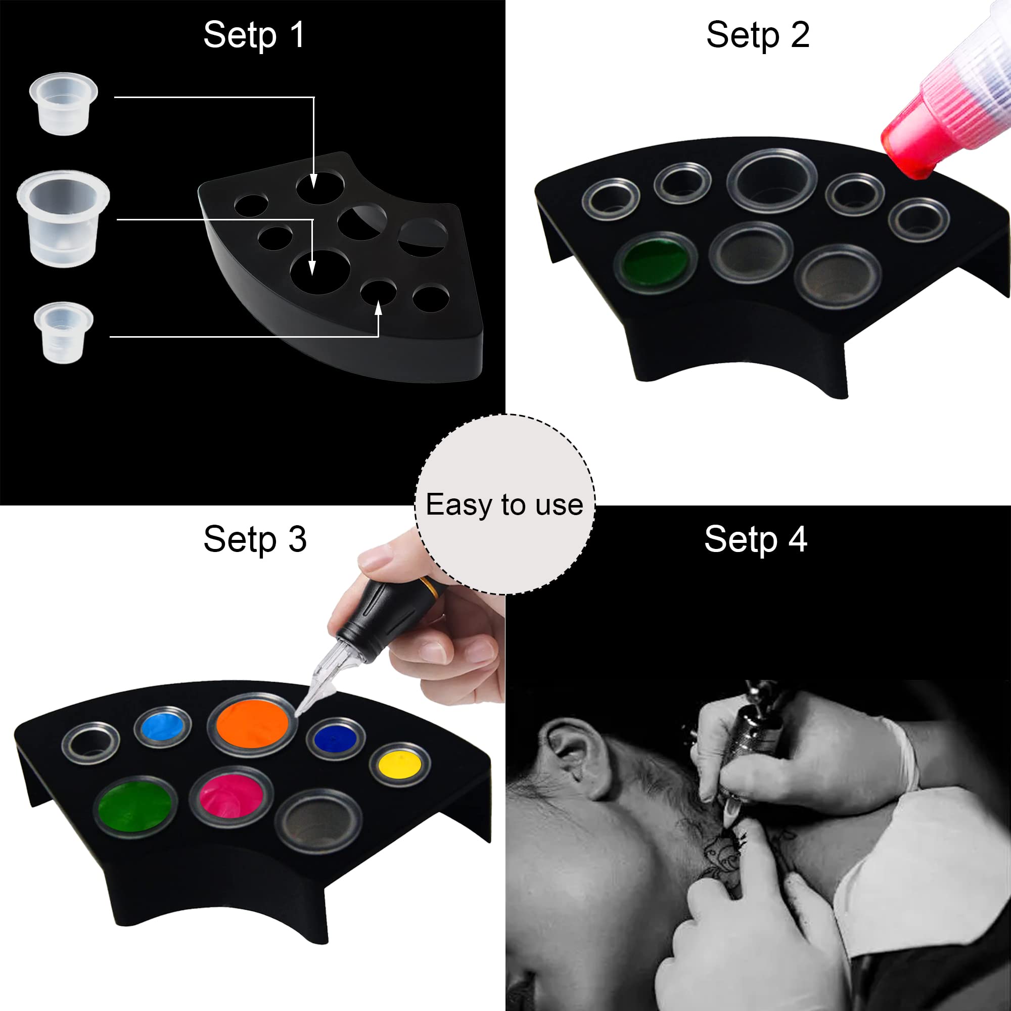 Yuronam tapas grandes para tatuaje, útiles para colores intensos y cobertura.