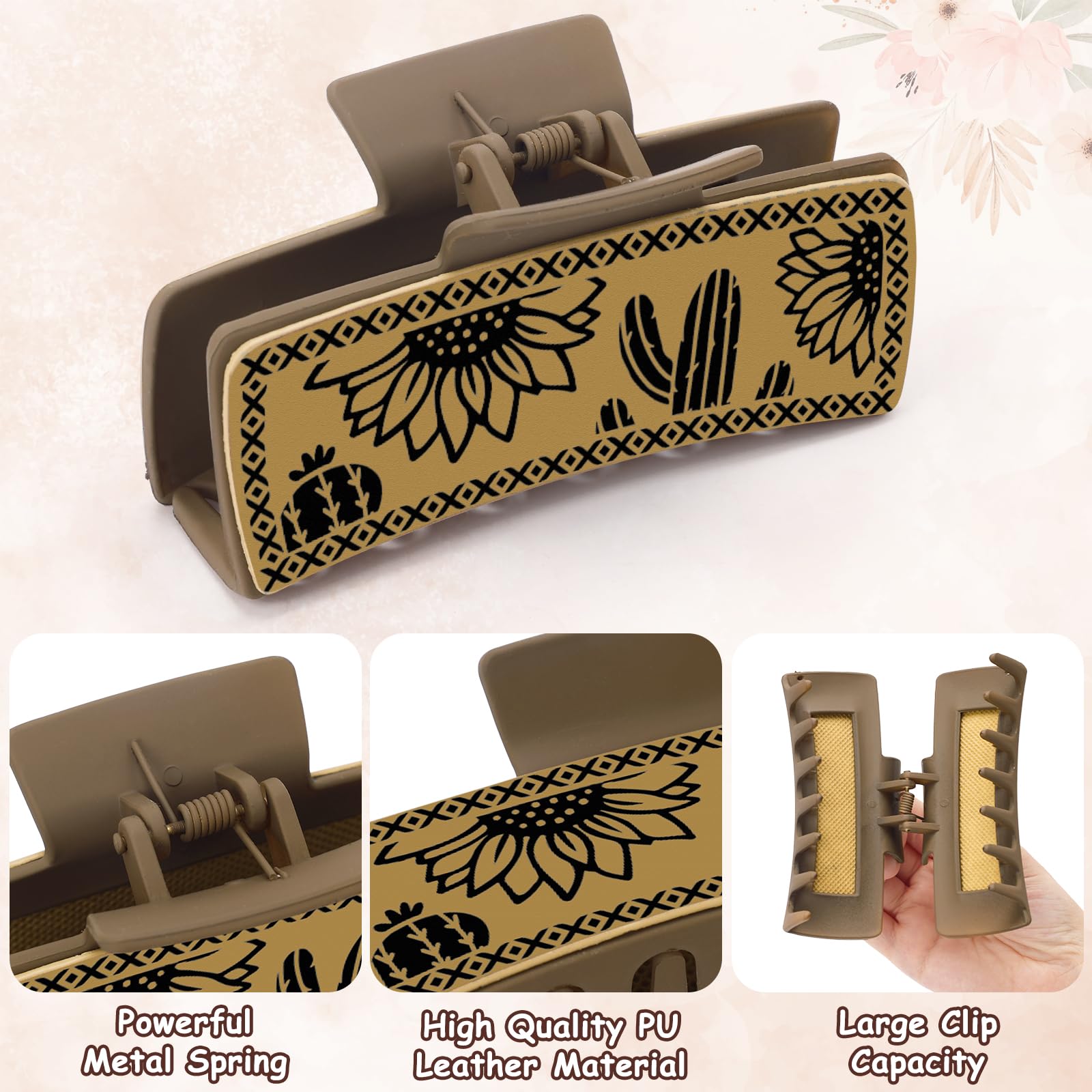 Pinza Yussti Cuero, piel de vaca, estilo vaquero único para peinados.