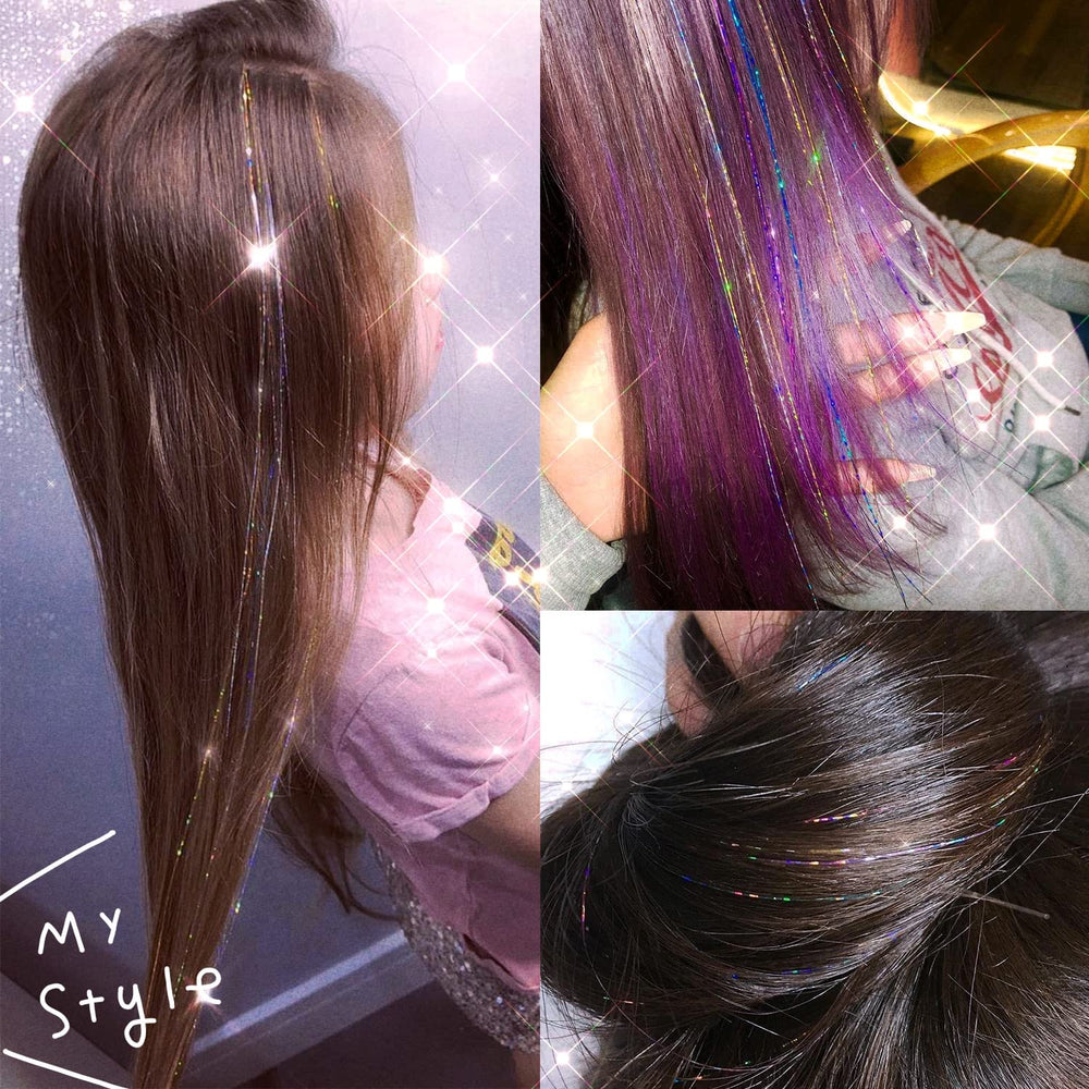 YUUYEE Hair Tinsel Strands total 6300 for bold color accents.
