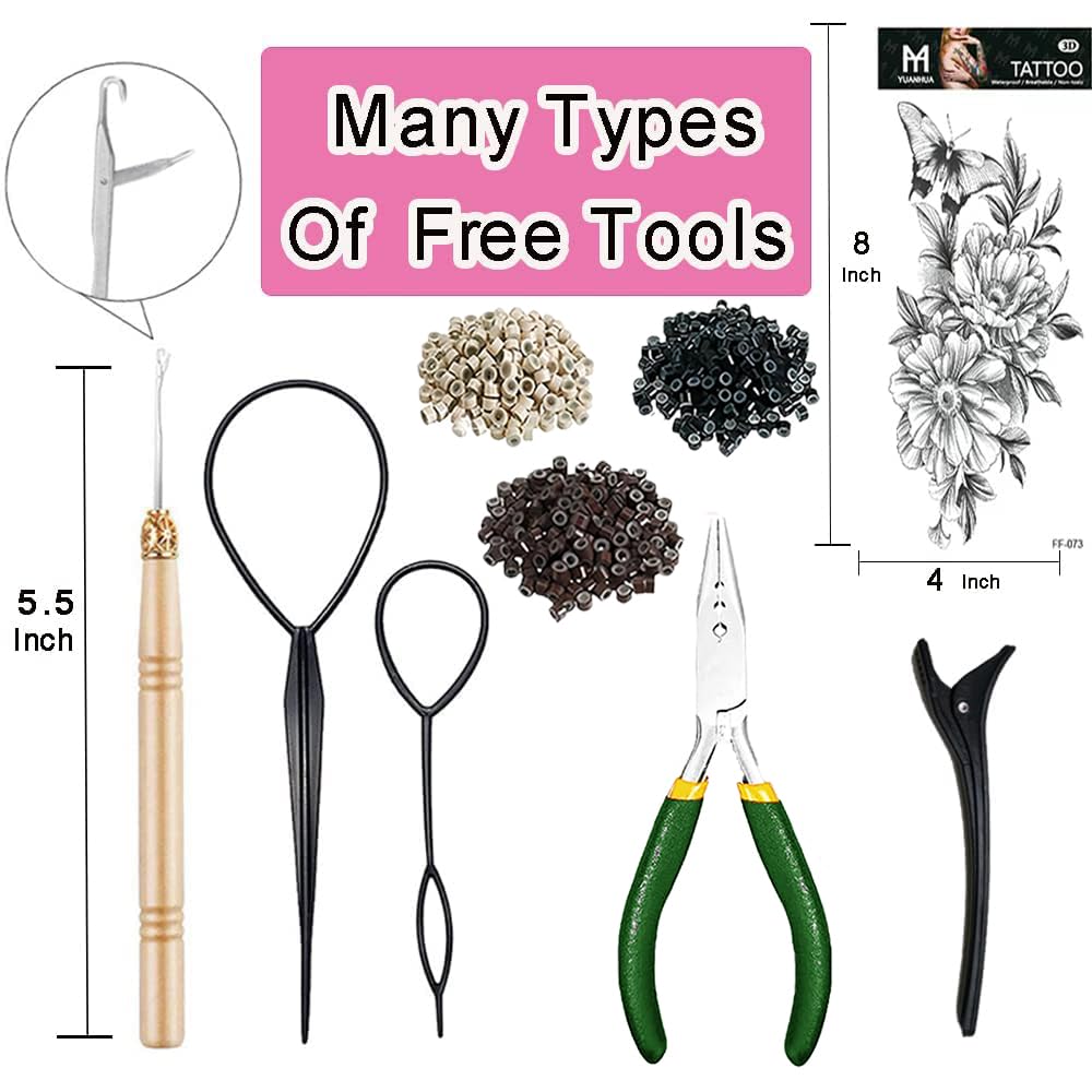 YUUYEE Silicone beads and rings secure extensions.