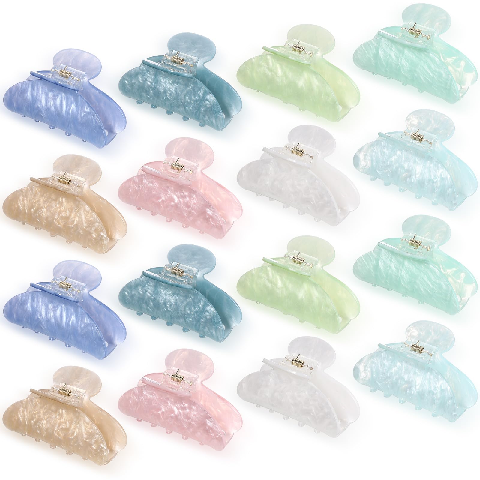 Yuxung 16-piece aqua green acrylic hair claw clip securely gripping hair for quick updos