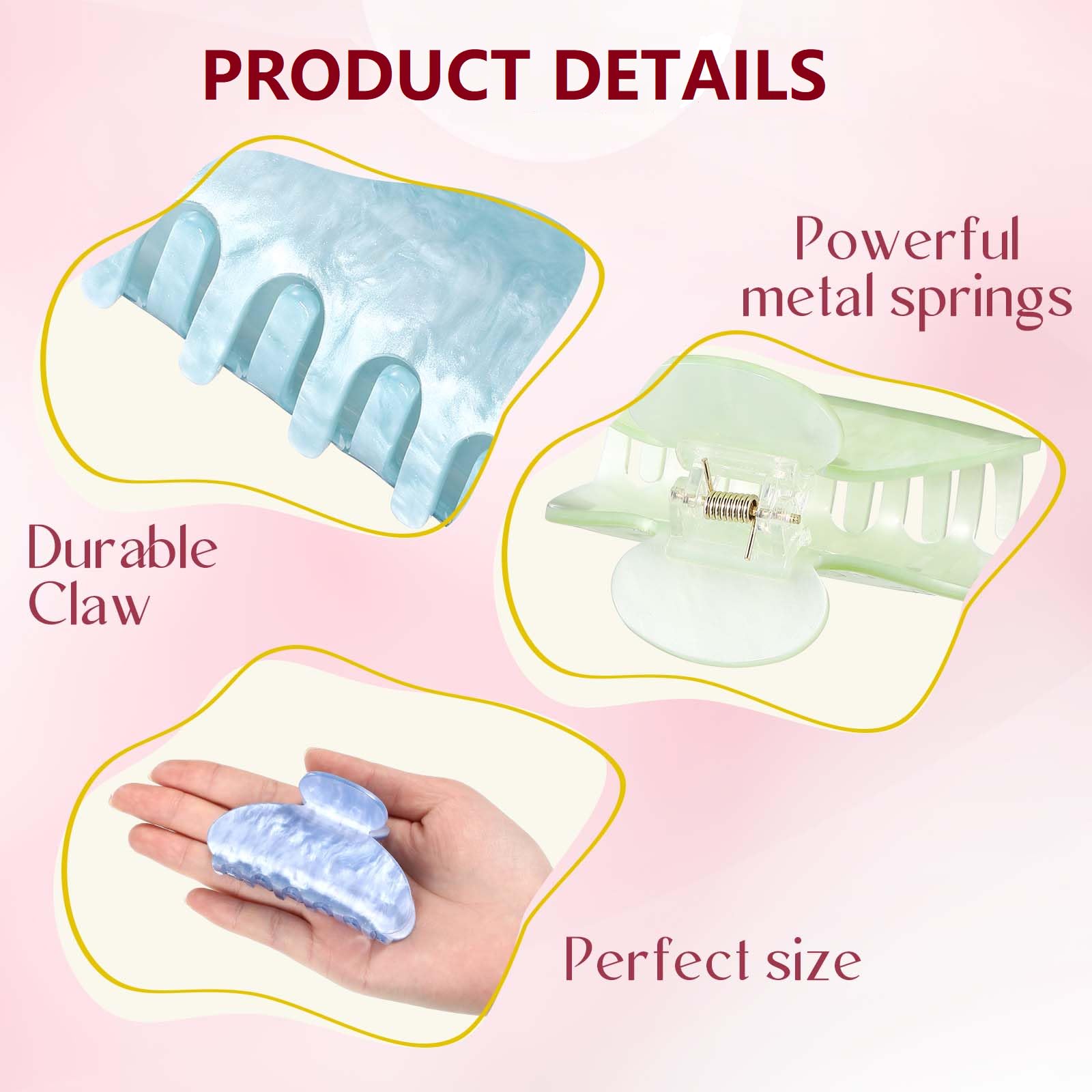 Yuxung pink acrylic hair claw clip adding color while holding hair securely