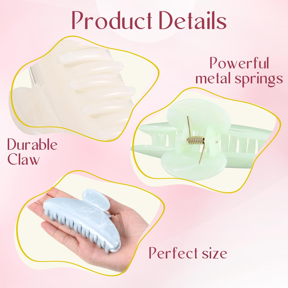 Yuxung 8pcs blue marble acrylic hair clip adds vibrant secure grip for everyday wear.