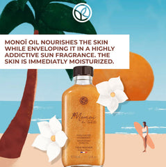 Yves Rocher Monoi Tahiti oil tiare-scent evokes Tahitian gardenia aromatics for summertime mood.