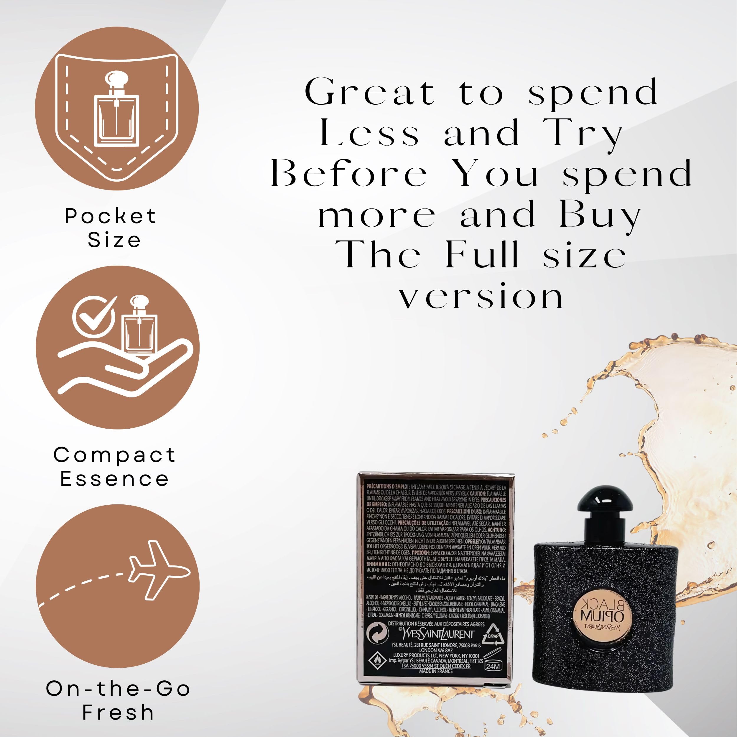Gift-ready box with YSL Black Opium mini; stylish present.