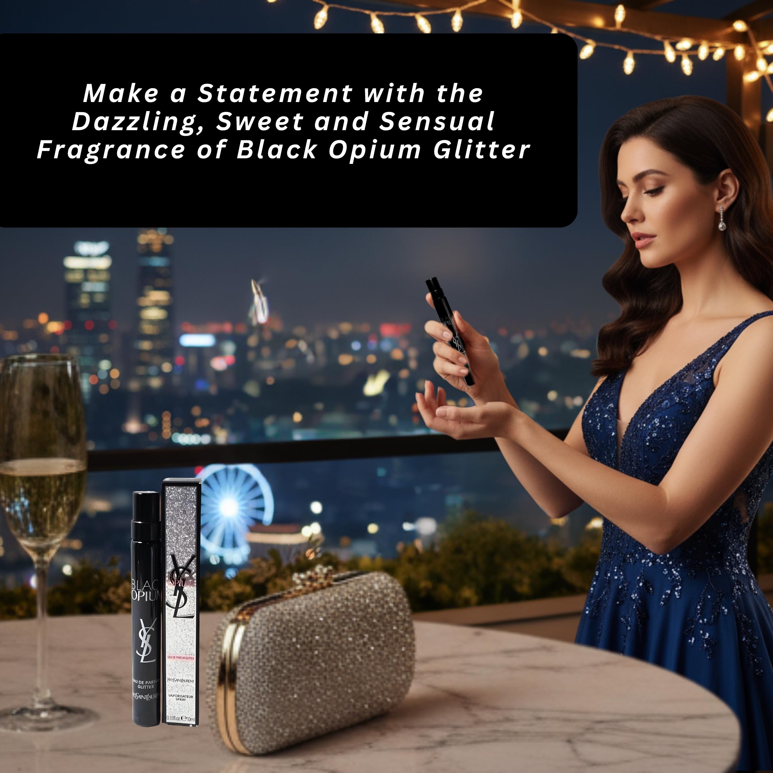 YSL Black Opium Glitter spray nozzle for easy application