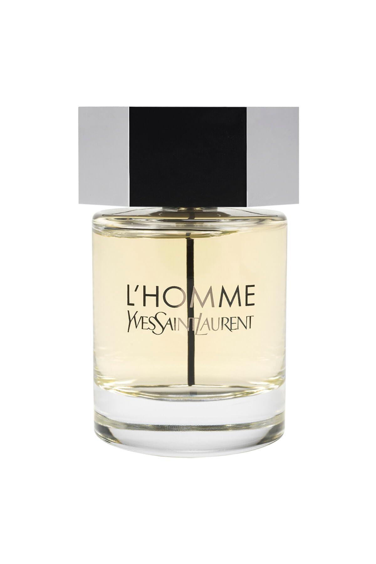 YSL L'Homme bottle front view, iconic masculine silhouette, ideal for daily wear.