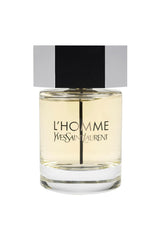 YSL L'Homme bottle front view, iconic masculine silhouette, ideal for daily wear.