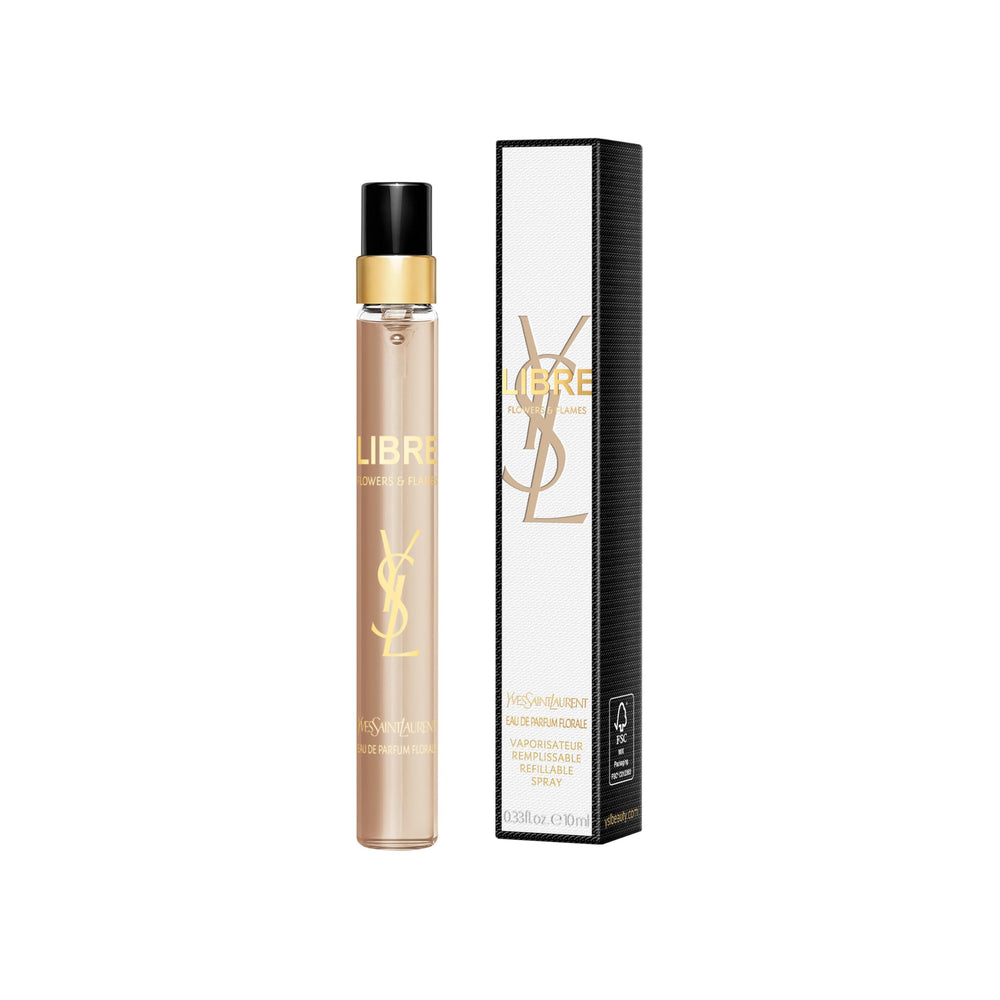 YSL Libre Flowers & Flames bottle front view highlighting bold floral notes for everyday radiance
