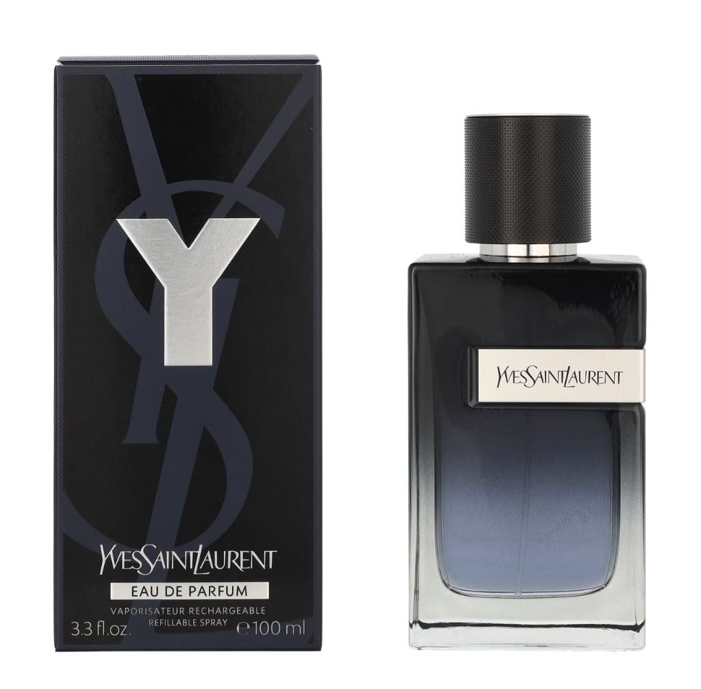 Yves Saint Laurent Y EDP bottle with sleek masculine silhouette.