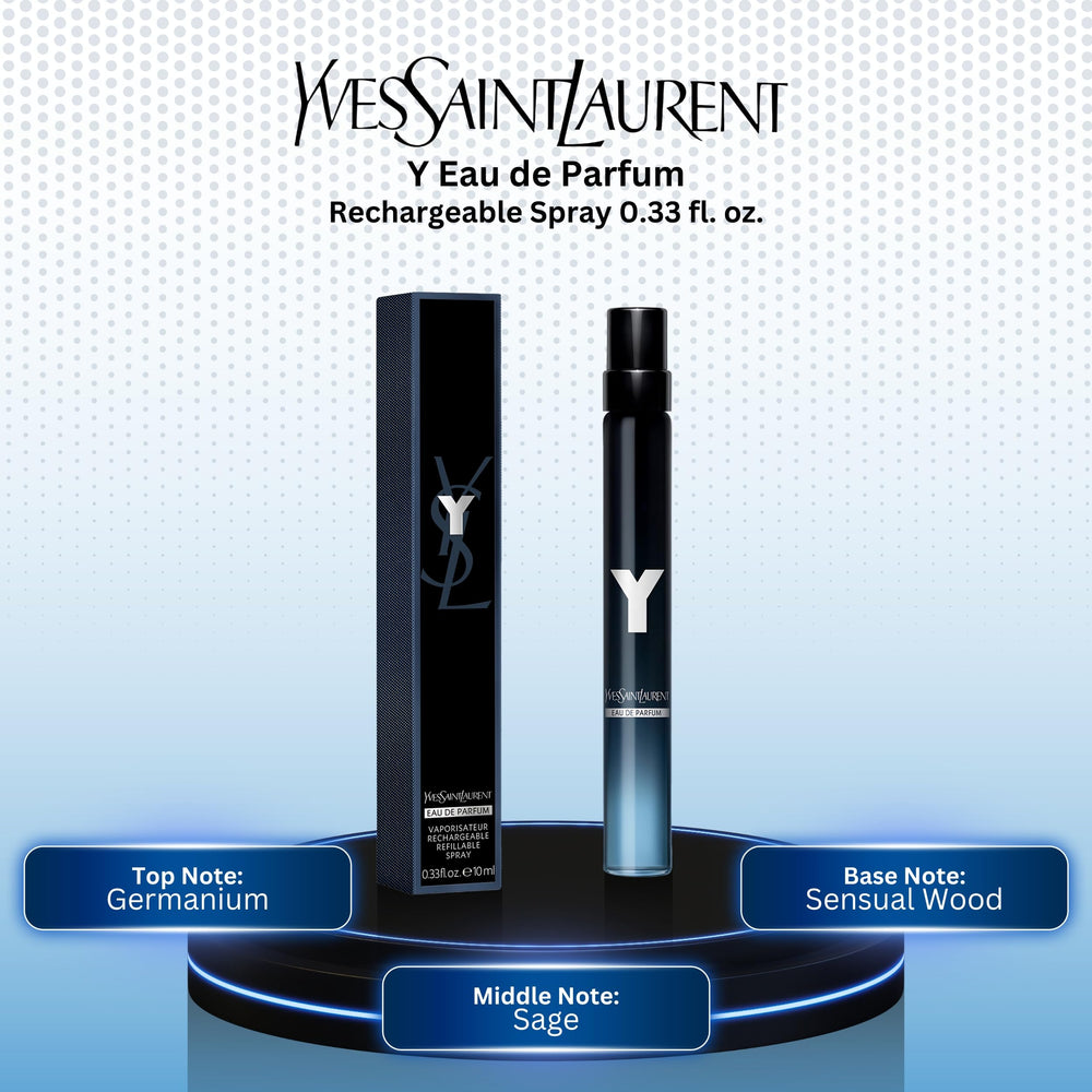 Yves Saint Laurent Y mini EDP for men packaging box, elegant gift-ready presentation.