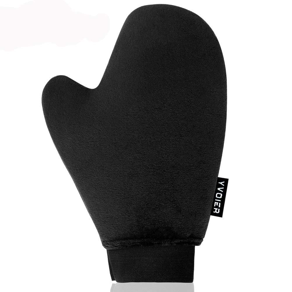 Yvoier self tanning mitt with elastic cuff for secure, slip-free application.