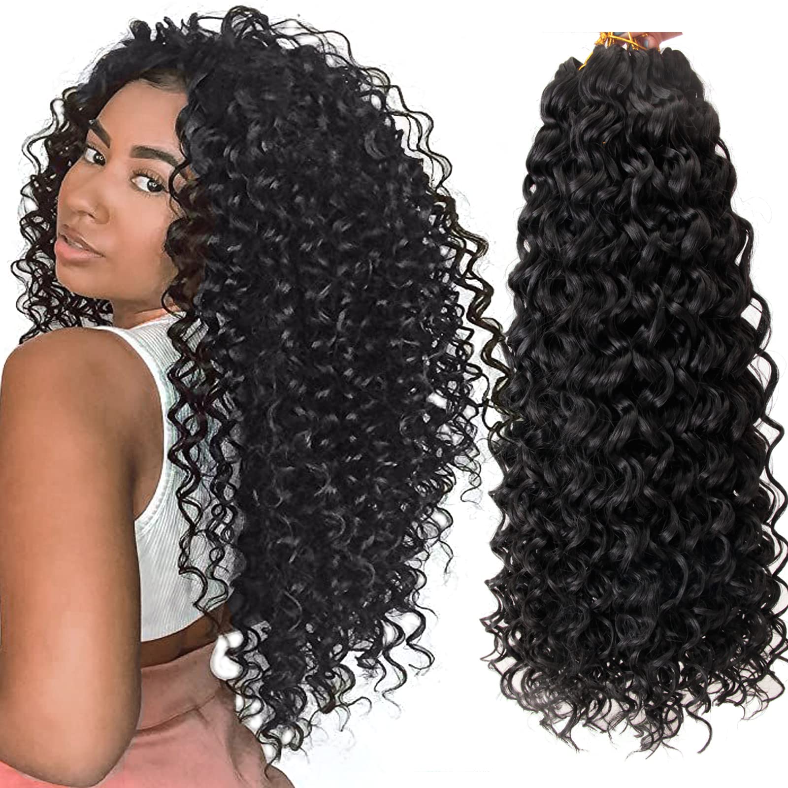 YXCHERISHAIR 8 packs curly crochet hair GoGo curl 18 inch for voluminous styling