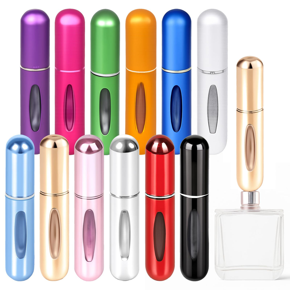 YXGTHGQZ 12-pack refillable atomizers with 5ml capacity for travel.