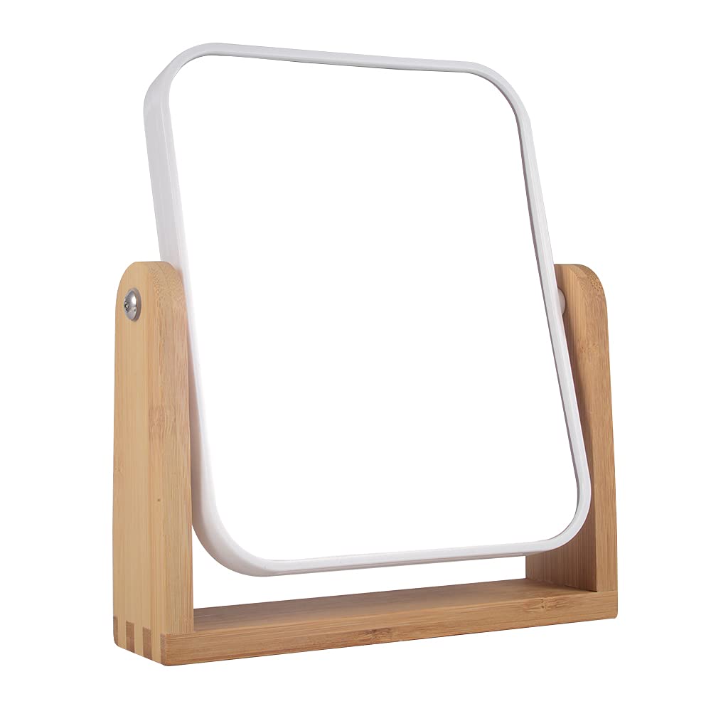 YYPDC makeup mirror with bamboo stand for stable grooming and style