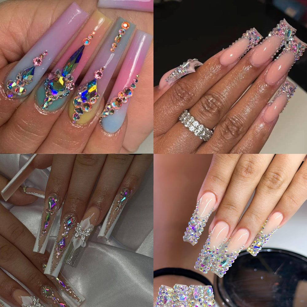 Yzzseven 2500 flat rhinestones mix for sparkling nails and accessories.
