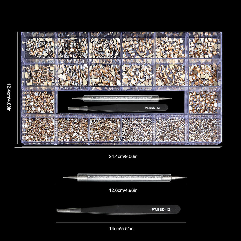 Yzzseven premium packaging box protects rhinestones during storage.