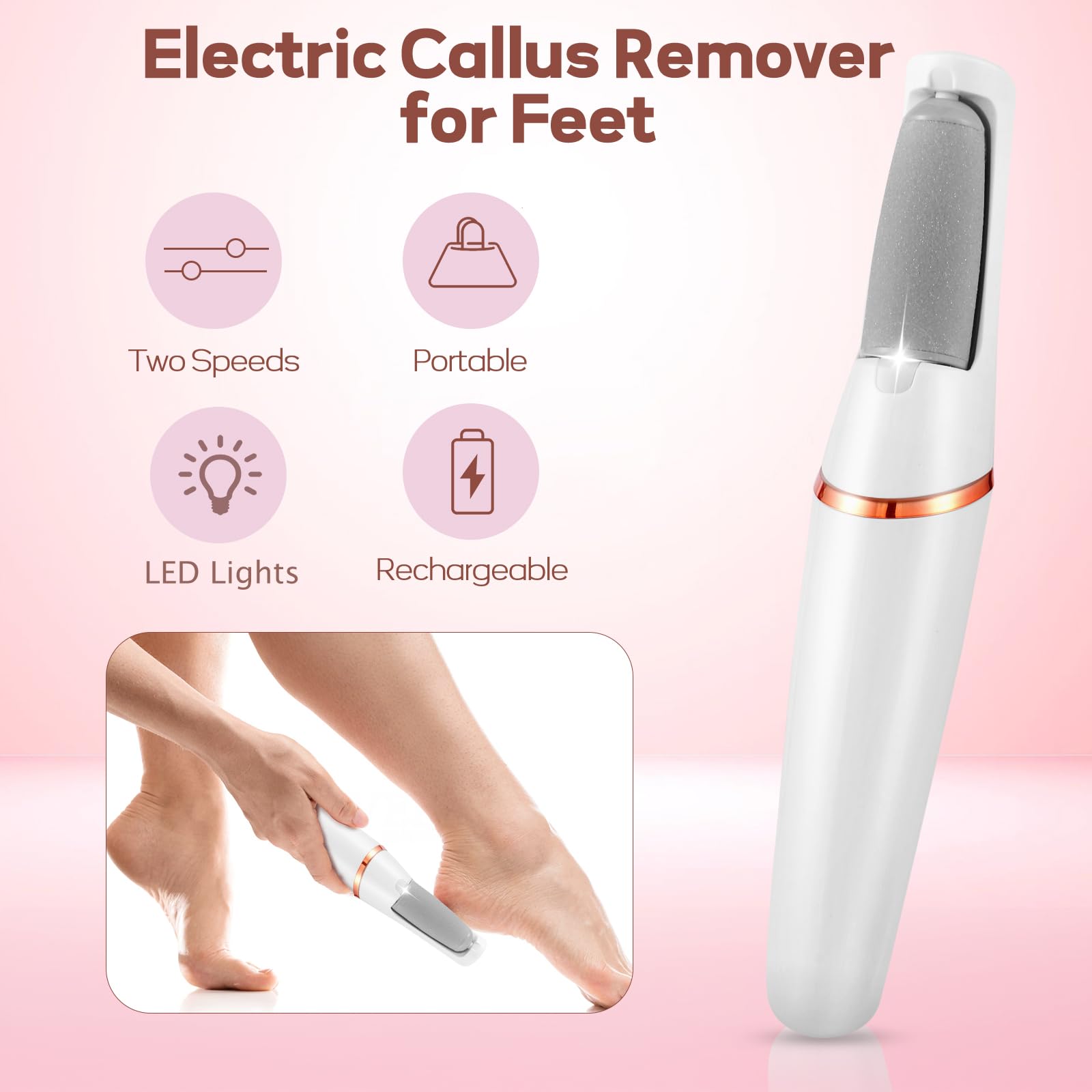 ZABOUL electric foot file with rough drum head for stubborn calluses