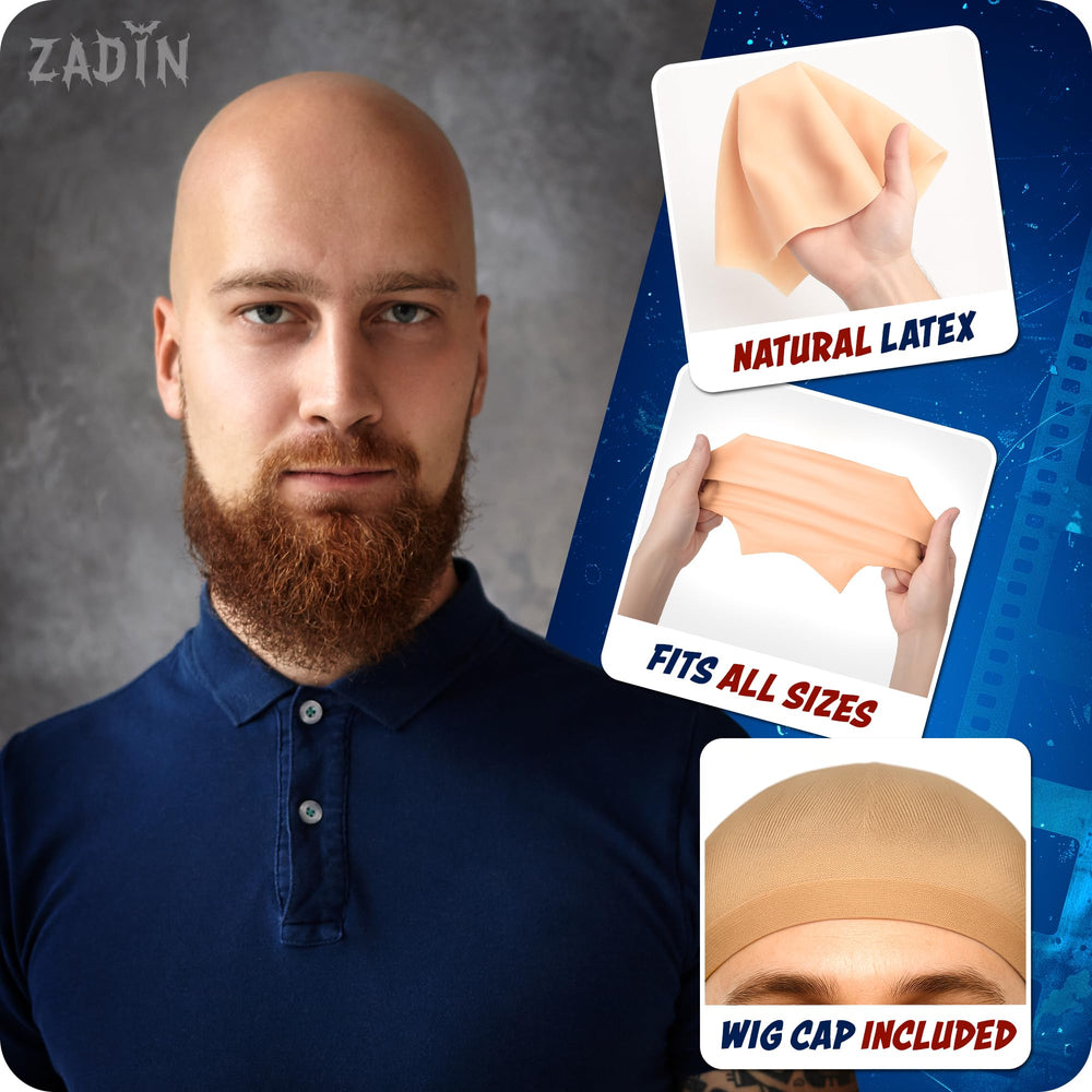 Zadin Mr. Clean costume bald cap completes classic character look.