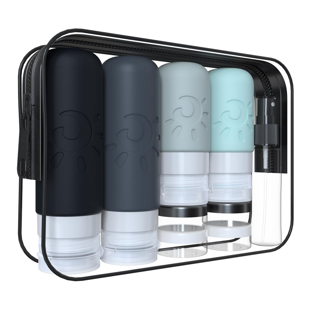 Zafit 18-pack travel bottles with bottle-pour spouts for mess-free refills during trips.