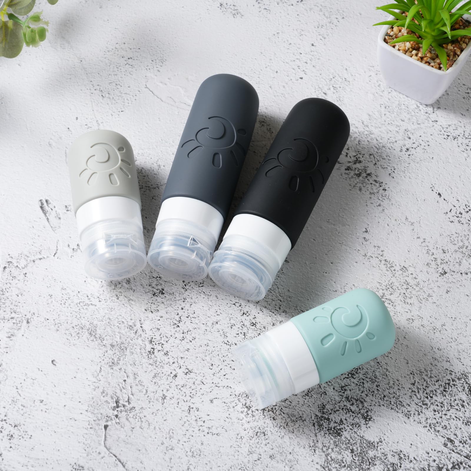 Zafit multicolored travel bottles collection helps distinguish products easily.