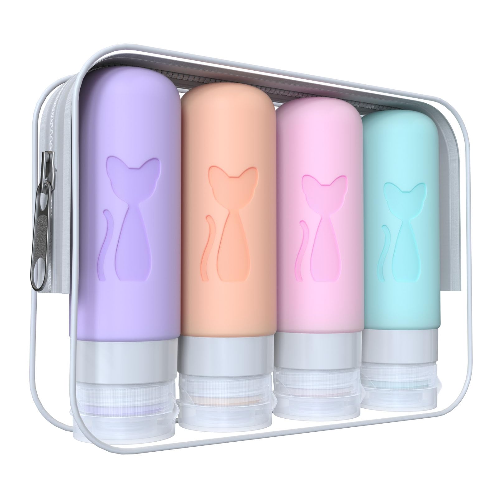 Zafit travel bottles four-pack with TSA-approved leakproof design for travel.