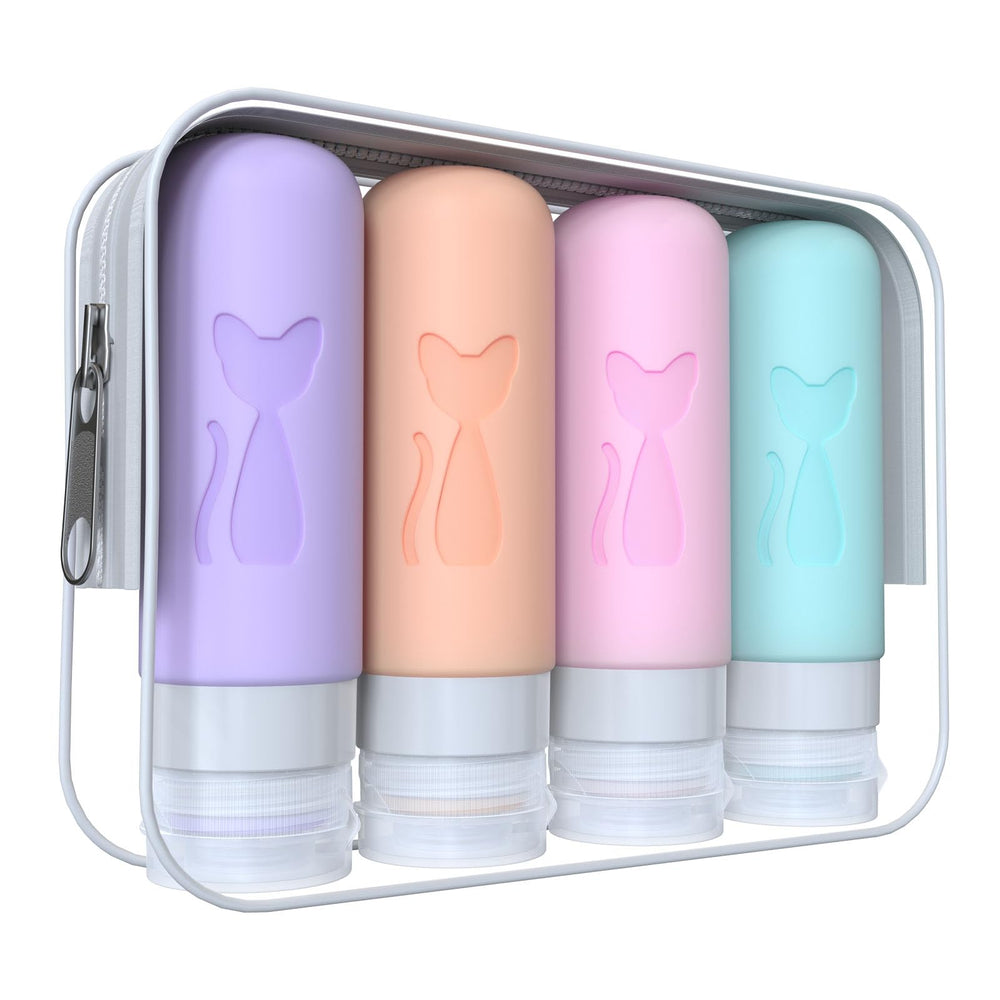 Zafit travel bottles four-pack with TSA-approved leakproof design for travel.
