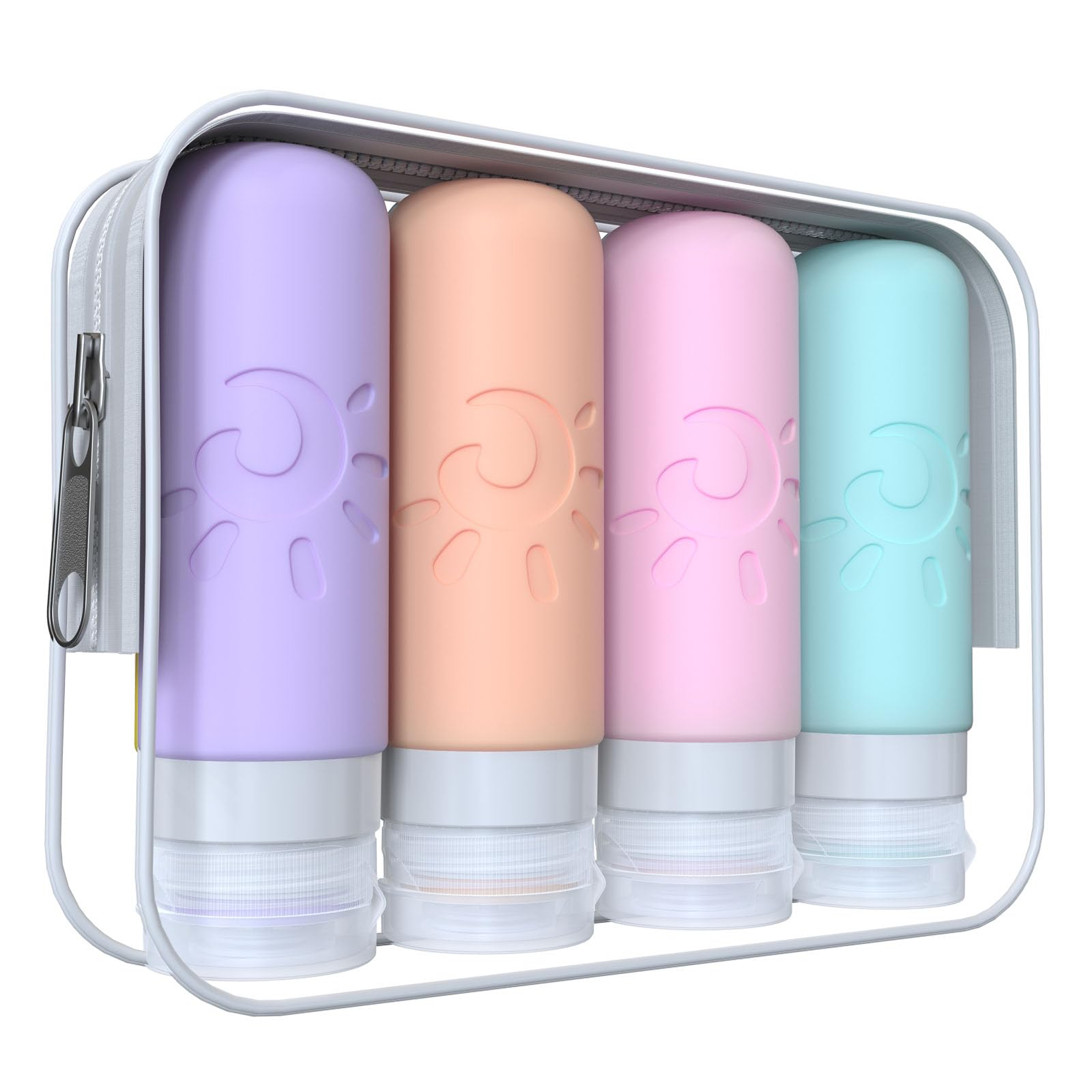 Zafit travel bottles 4-pack, 3oz each, for convenient toiletries.