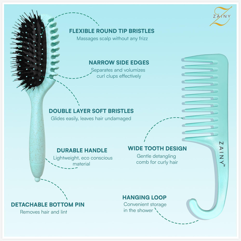 ZAINY curl brush helps define curls for a bouncy, uniform look.