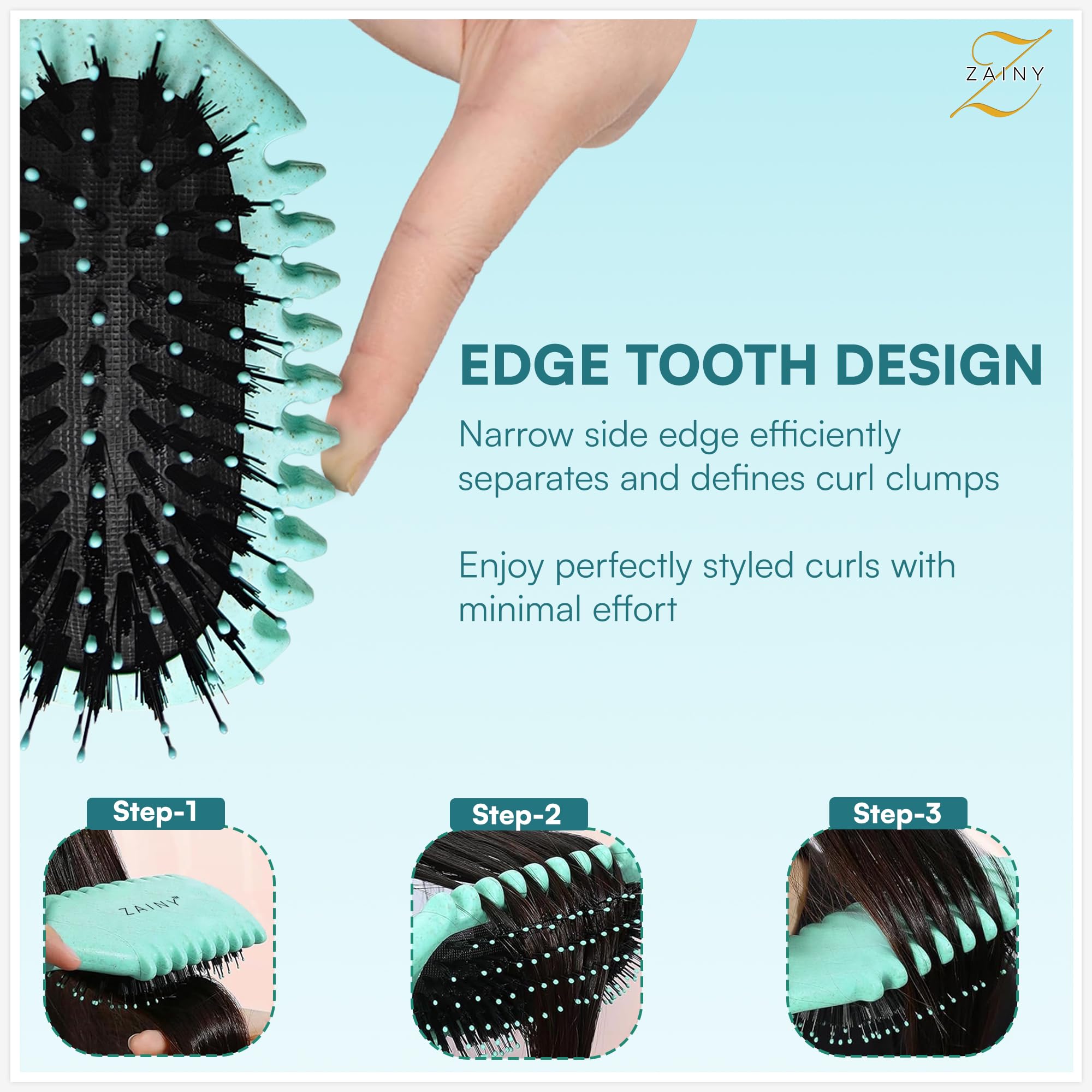 ZAINY eco-conscious handle adds comfort and sustainability to styling.