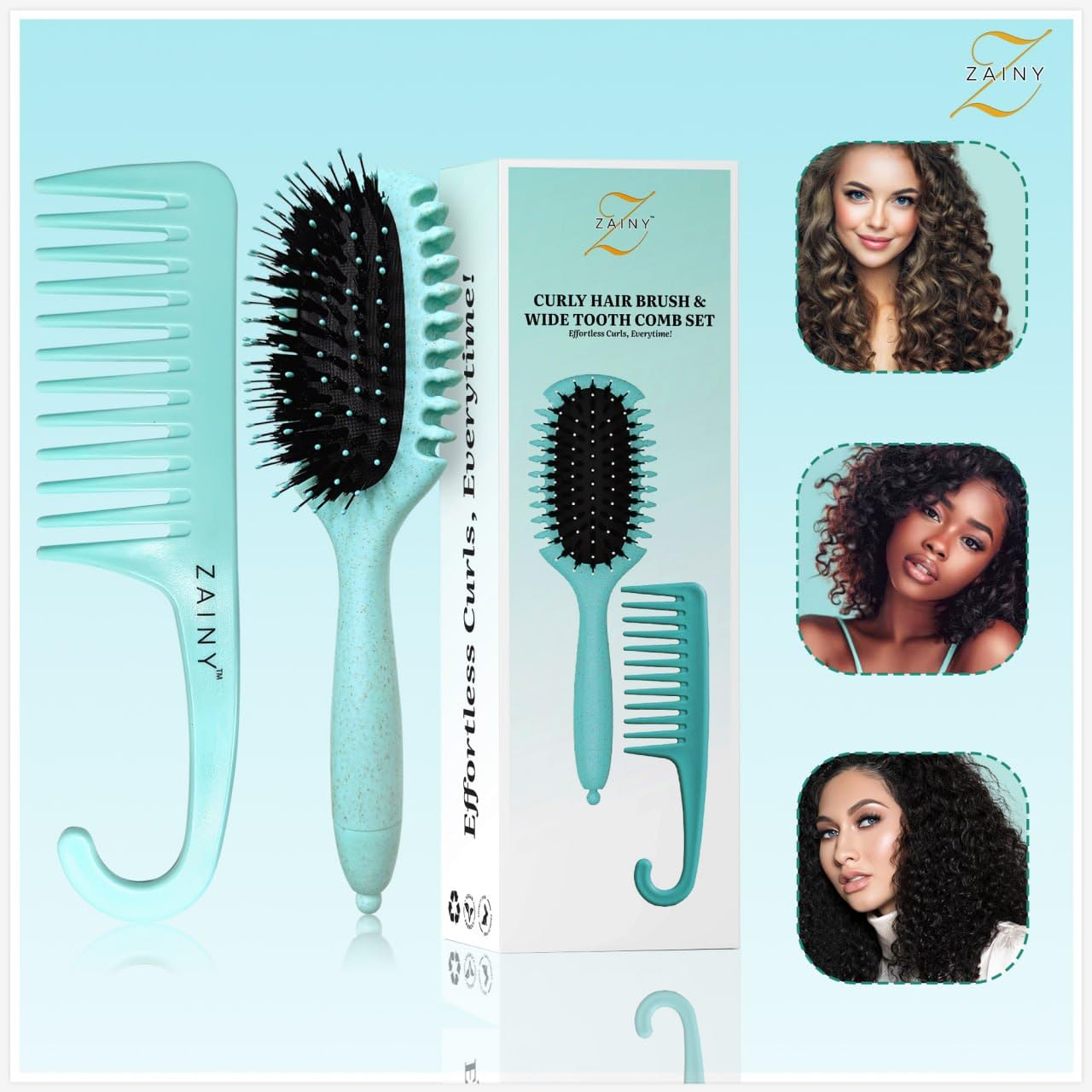 ZAINY 2-in-1 set for travel-friendly curly hair styling on the go.