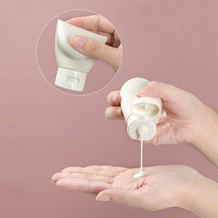 ZALUJMUS travel bottles show flexible squeeze and rigid base for easy dispensing.
