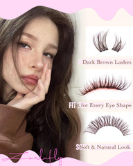 Zanlufly brown lash clusters right eye for symmetrical, lightweight look.