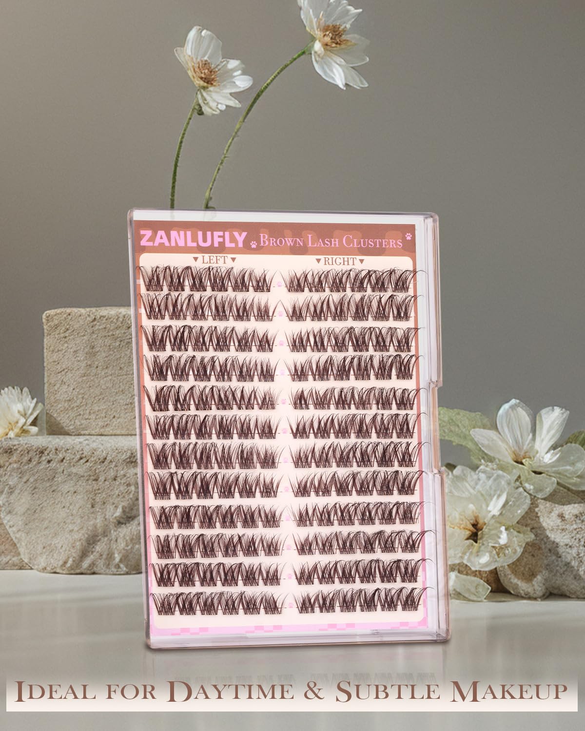 Zanlufly brown lash clusters vegan fibers for guilt-free beauty use.