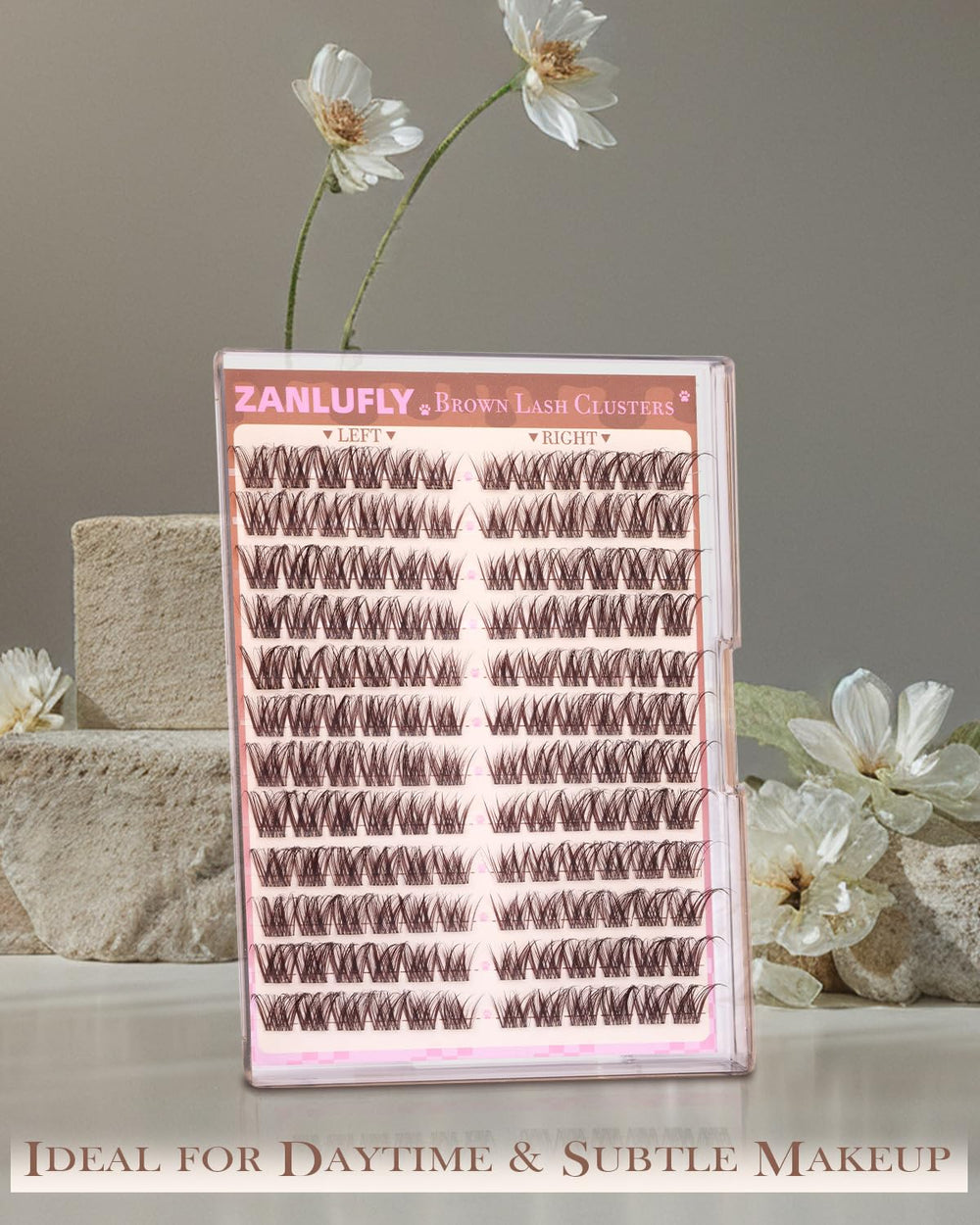 Zanlufly brown lash clusters vegan fibers for guilt-free beauty use.