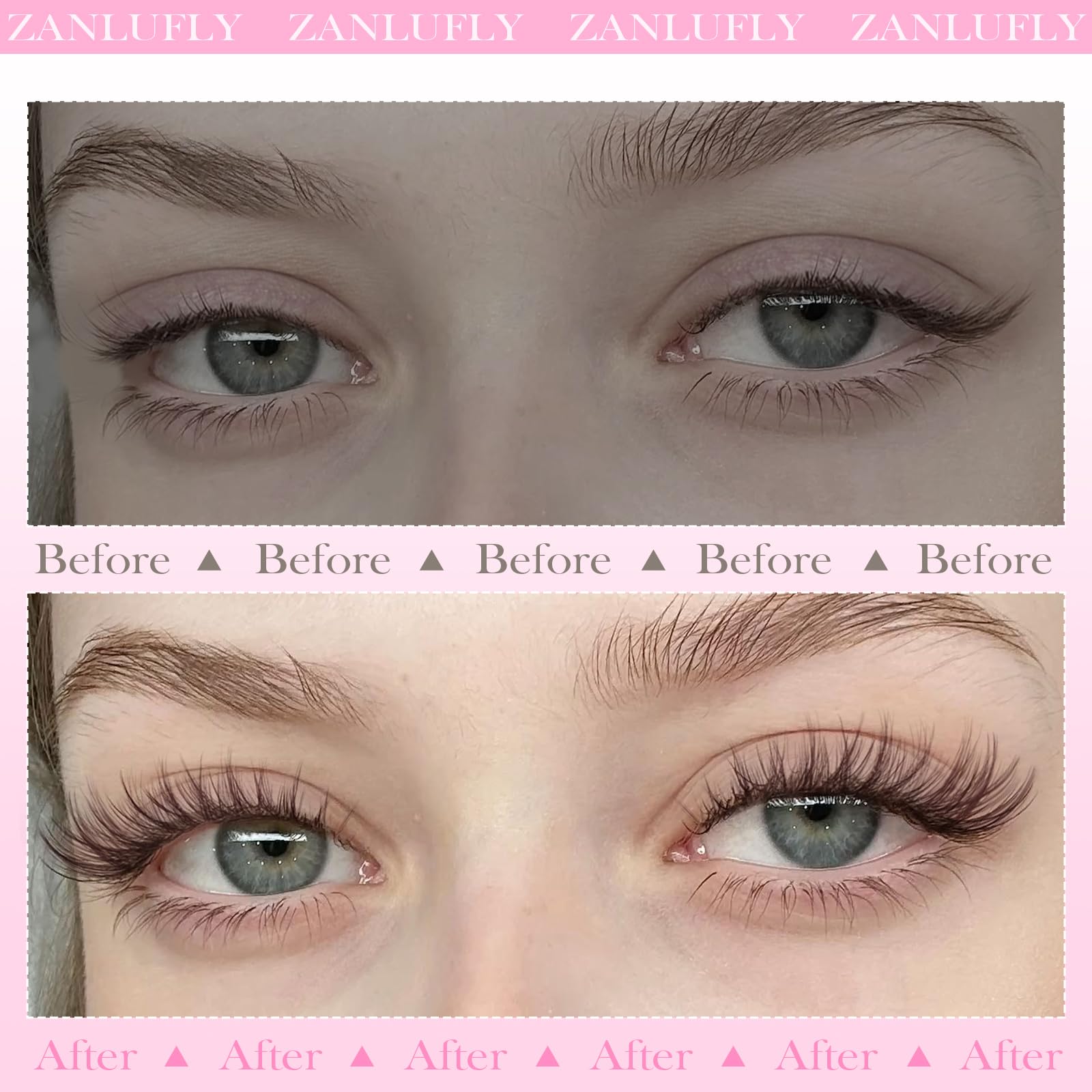 ZANLUFLY brown self-adhesive lashes 14mm provide wispy volume for events.