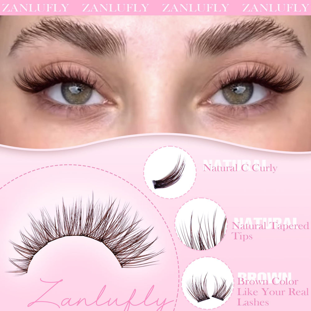 ZANLUFLY brown self-adhesive lashes 16mm deliver fuller, profile-enhancing lashes.