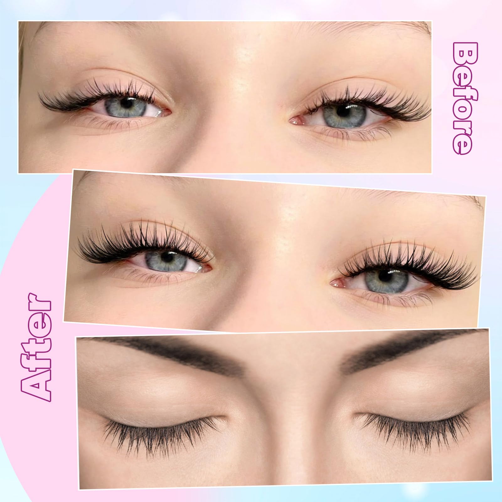 Zanlufly C curl wispy 3D clusters add volume and lift.