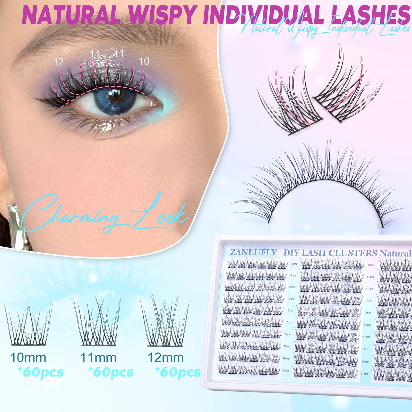zanlufly cc-curly 10-12mm lashes for subtle glamour and easy DIY