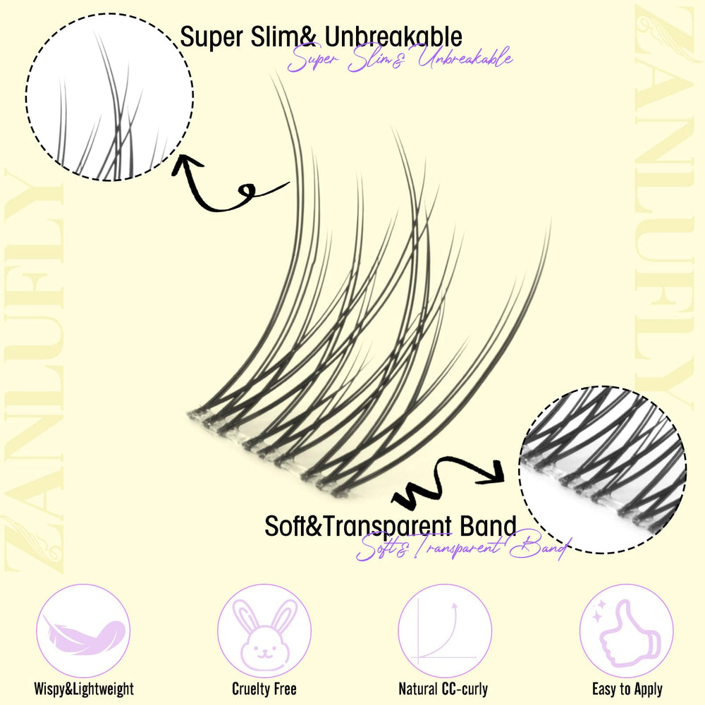 ZANLUFLY CC-curly cluster lashes 10mm for everyday wear and ease