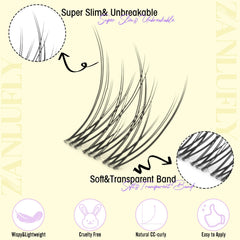 ZANLUFLY CC-curly cluster lashes 10mm for everyday wear and ease