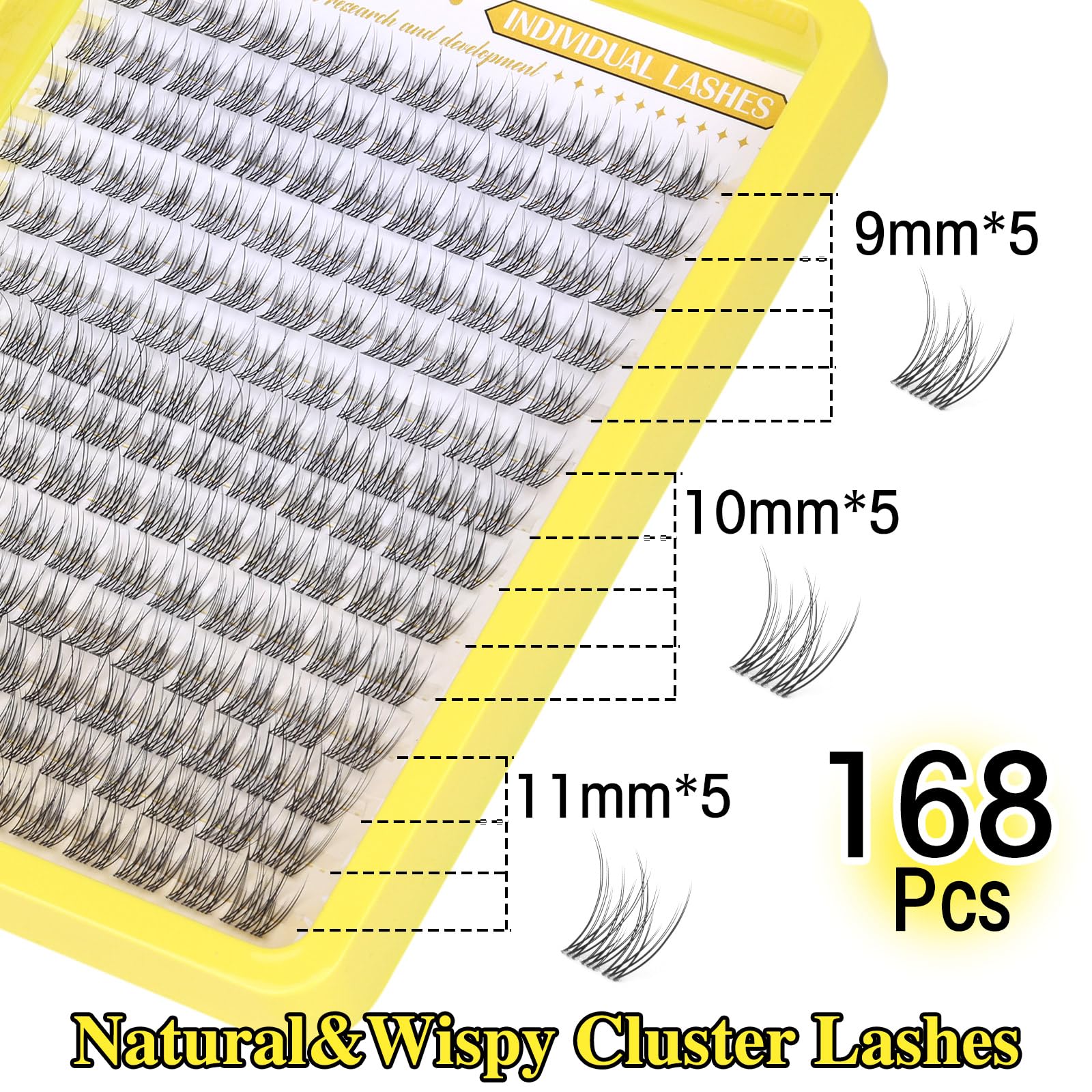 ZANLUFLY CC-curly cluster lashes 11mm with wispy volume and lift