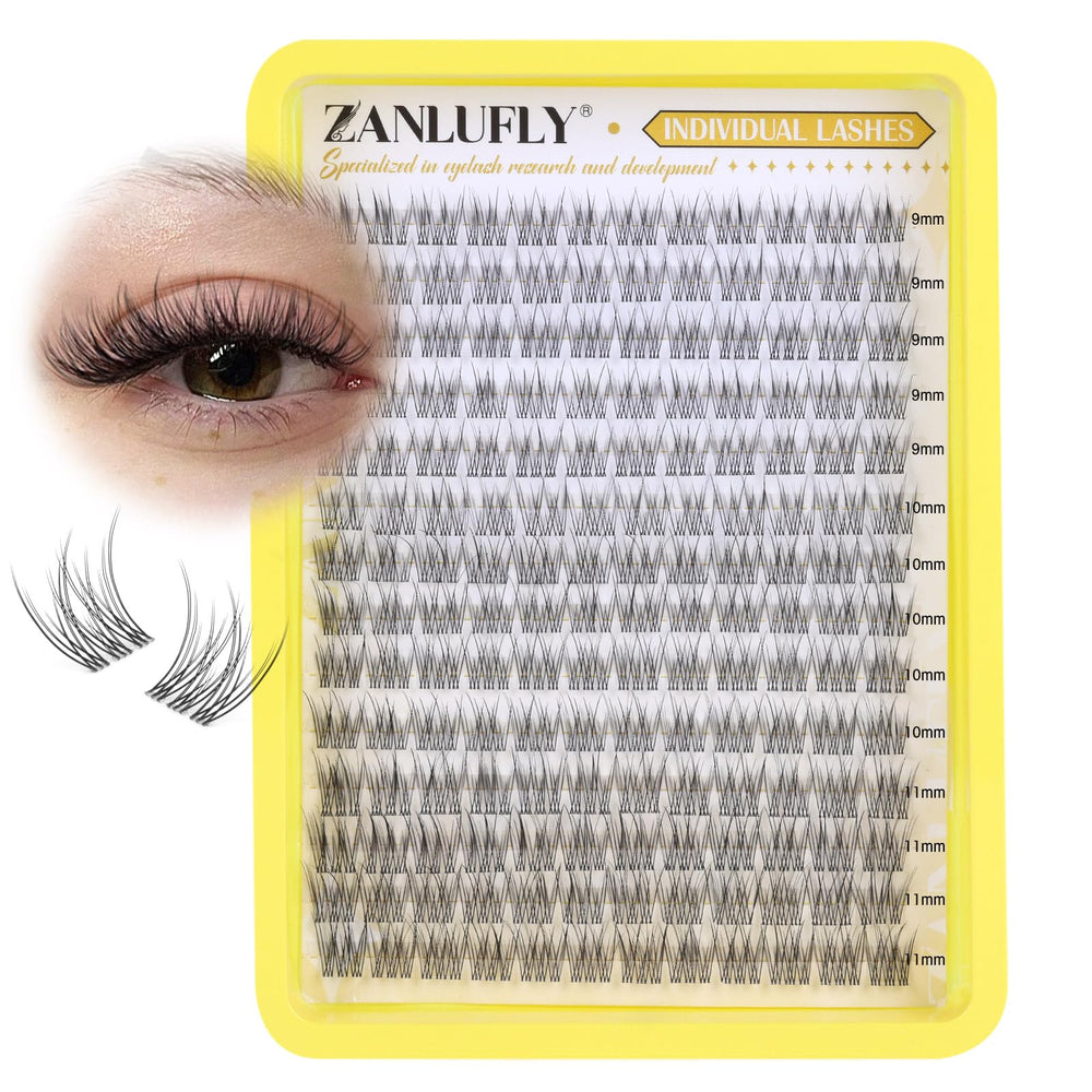 ZANLUFLY CC-curly cluster lashes 9mm for a natural flutter and light feel