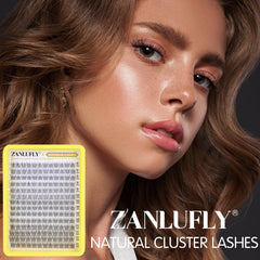 ZANLUFLY cluster lashes clear band showing invisible lash line