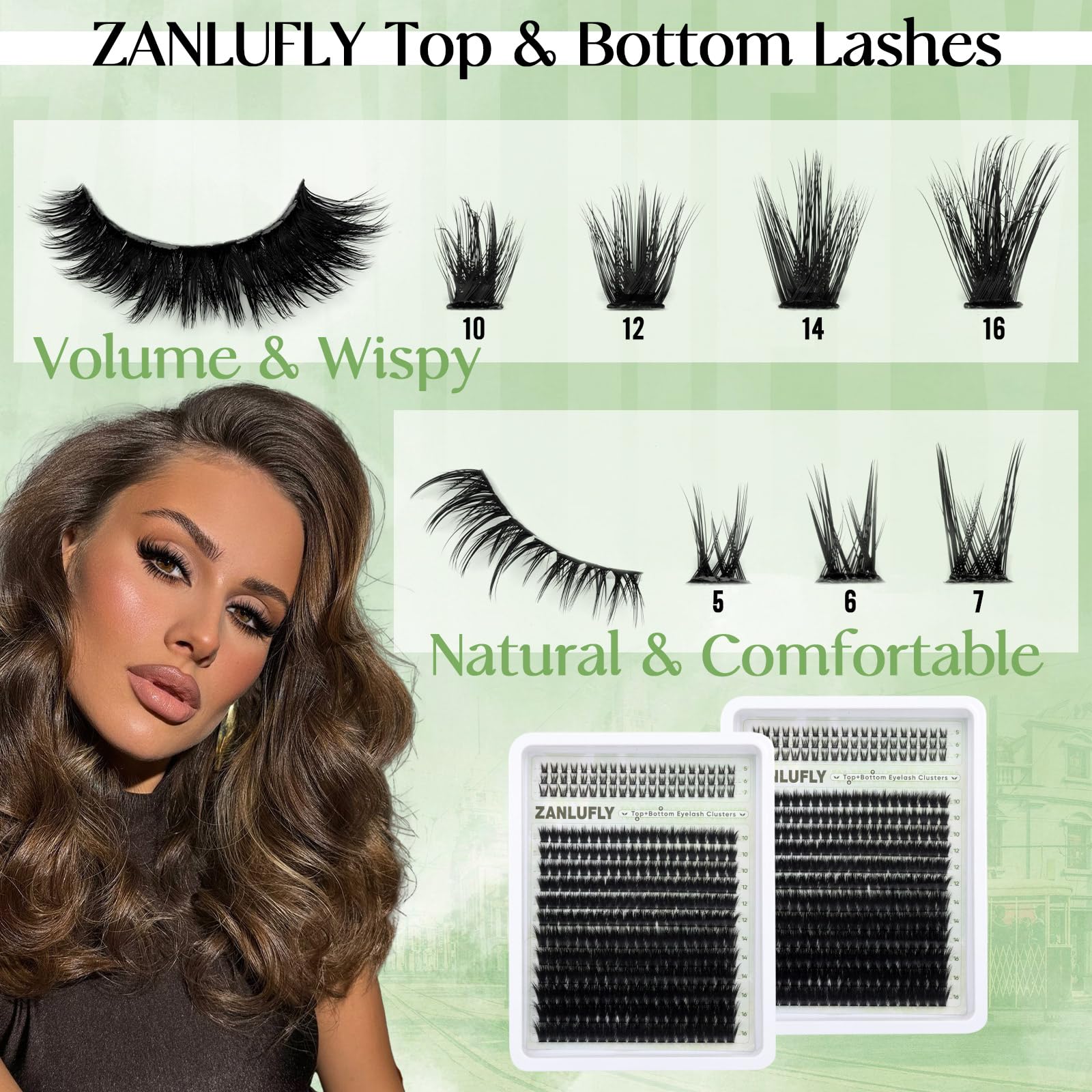 ZANLUFLY D-curly lash clusters 10-16mm lift your eyes.