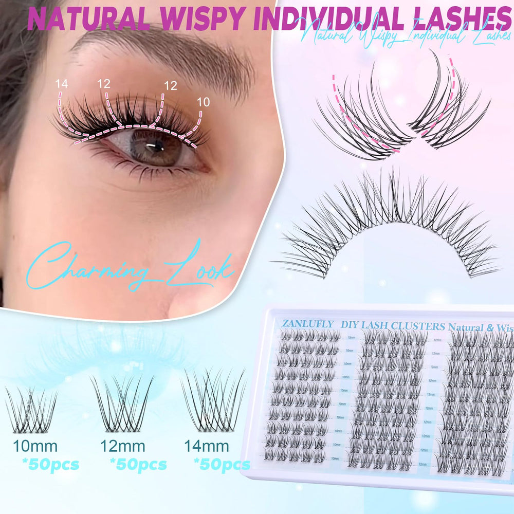 Zanlufly DIY lash styles 10-14mm to create cat eye, open eye, or baby doll.