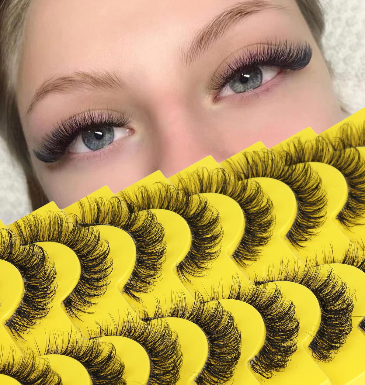 Zanlufly false eyelashes with cat eye D curl for fluttery definition