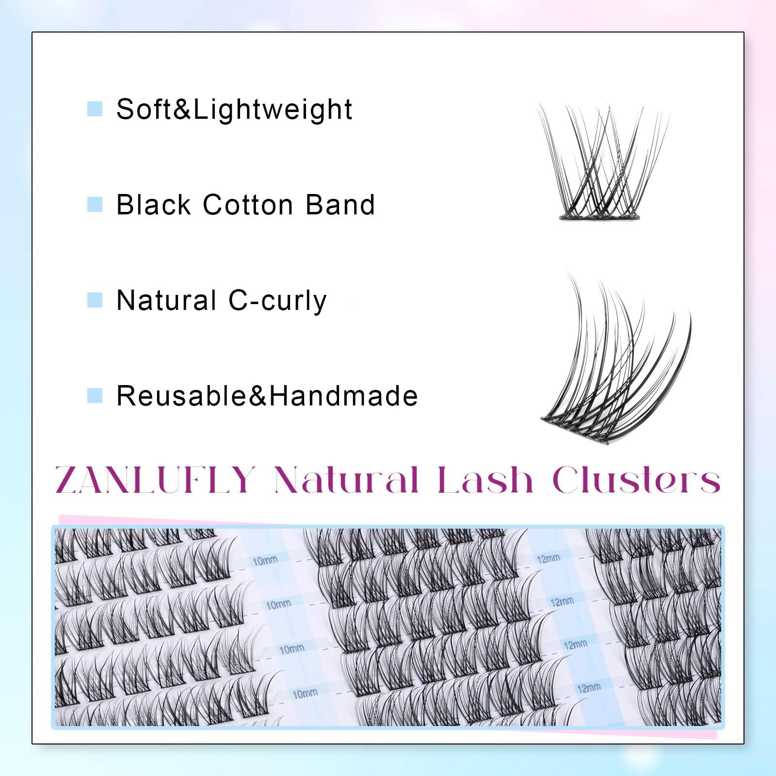 zanlufly lash clusters at-home application visualization for DIY wear