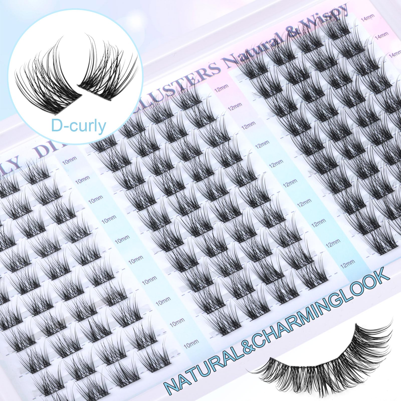 zanlufly lash clusters tray reveals wispy 3D look for natural enhancement.
